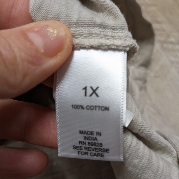 LOGO by Lori Goldstein Beige Flowy Hem Top - Picture 2 of 8